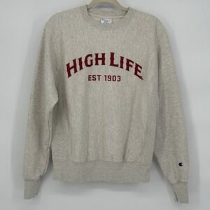 Miller‎ High Life Sweatshirt Unisex Small Heathered Champion Crew Pullover